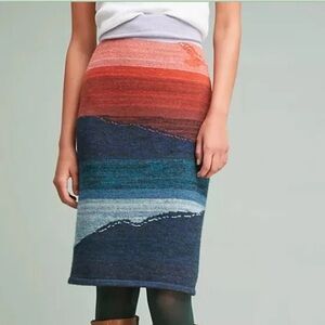 Anthropologie Akemi + Kin Scenic Sunset Wool Knit Sweater Pencil Skirt